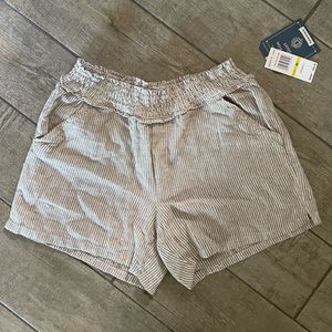 Democracy High Rise Striped Linen Shorts